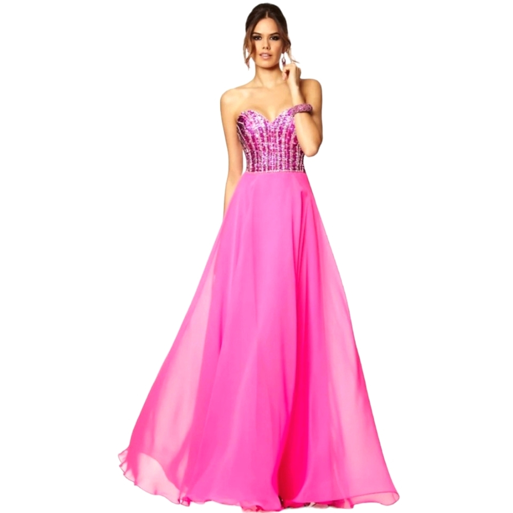 Nwot Mori Lee Barbie Pink Beaded Paparazzi Sweetheart Strapless Evening …